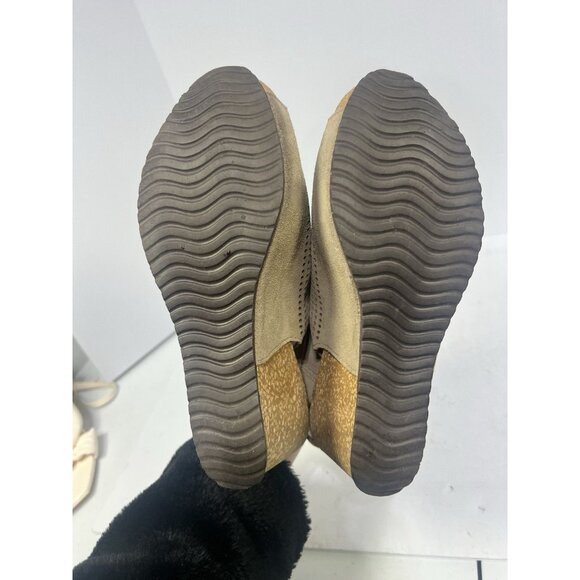 Mila Paoli Wedge Heels Beige Neutral Cork Suede Upper Size 10M - Picture 5 of 6